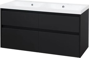 Mereo, Mereo Opto, kúpeľňová skrinka s umývadlom z liateho mramoru 121 cm, čierna supermat, MER-CN943M
