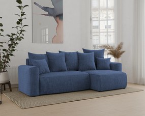 Rohová sedačka Denia (P) (tmavomodrá). Akcia -20%. Vlastná spoľahlivá doprava až k Vám domov. 1133114