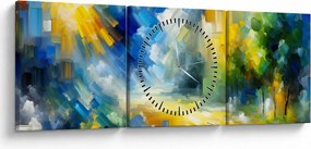 Obraz - Abstraktný slnečný deň (s hodinami) (90x30 cm)