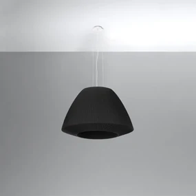 Závesné svietidlo Bella, 1x čierne textilné tienidlo, (biele sklo), (fi 60 cm)