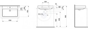 LAUFEN Pro S Umývadlo, 650 mm x 465 mm, 1 otvor na batériu, bez prepadu, biela H8109640001561