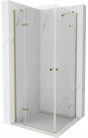 Mexen Roma Duo, sprchovací kút 70 (dvere) x 70 (dvere) cm, 6mm číre sklo, zlatý profil, 854-070-070-50-00-02