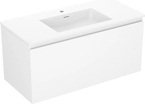 Mexen Orio, kúpeľňová skrinka 100 cm s umývadlom Otis, 1 zásuvka, biela matná, 91A10-10047-1-BF01-W18M01