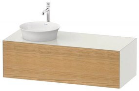 DURAVIT White Tulip závesná skrinka pod umývadlo na dosku vľavo, 1 zásuvka, 1300 x 550 x 408 mm, dub prírodný masív/biela matná, WT4977LH536