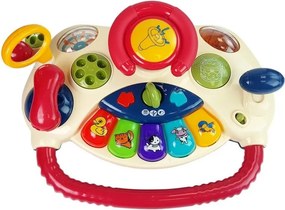 LEAN Toys Interaktívny volant pre deti, klavír, zvuky zvierat, telefón