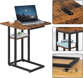 Rozkladací odkladací stolík Vasagle Bromy 26/52 cm hnedý/čierny