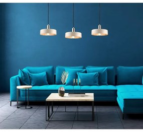 Luster na lanku LATTE 3xE27/60W/230V béžová/čierna/zlatá