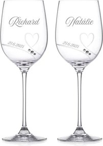 Svadobné poháre na víno Diamante Romance s kryštálmi Swarovski 2 ks