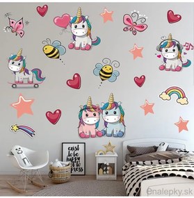 Nálepky na stenu - Detské jednorožce (unicorns)