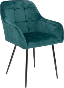 Tmavozelené jedálenské kreslo LOREN VELVET s čiernymi nohami