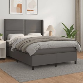 Boxspring posteľ s matracom sivá 140x200 cm umelá koža 3132445
