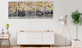 Artgeist Obraz - Magnolia Park (5 Parts) Narrow Orange Veľkosť: 200x80, Verzia: Premium Print