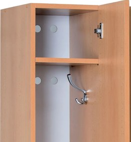 Drevená šatníková skrinka S5, 3 oddiely, 1900 x 900 x 420 mm, cylindrický zámok, buk
