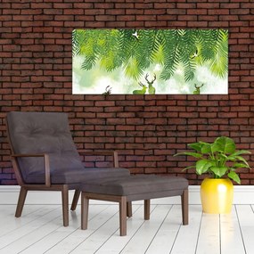 Obraz - Jelene v lese (120x50 cm)