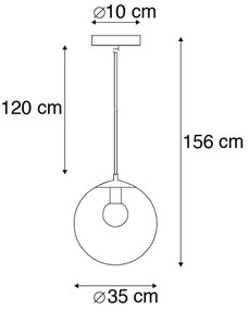 Inteligentné závesné svietidlo priehľadné 35 cm vrátane WiFi A60 - Pallon