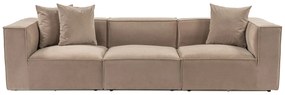 Trojmiestna pohovka Sora s rámom zo 100% hrabového dreva 325 x 102 cm, kapučínová