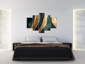 Obraz - Zelená abstrakcia so zlatom I. (150x105 cm)