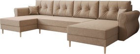 Rozkladacia sedacia súprava do U SILVIANO 300x140 cm, béžová + 2 vankúšiky ZDARMA