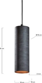 Čierne závesné svietidlo Kave Home Maude, výška 31 cm