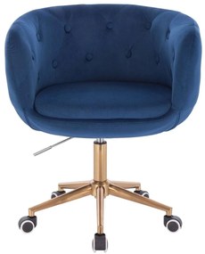 LuxuryForm DESIGN Kreslo MONTANA VELUR na zlaté podstave s kolieskami - modré