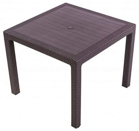 DEOKORK Záhradný stôl z umelého ratanu MANHATTAN 95x95 cm (hnedá)