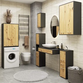 Kúpeľňová skrinka FIN H934 W64 2D grafitová / dub artisan