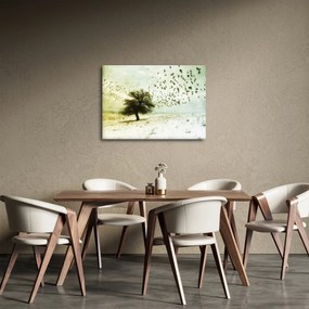 Obraz - Maľovaný kŕdeľ vtákov (70x50 cm)