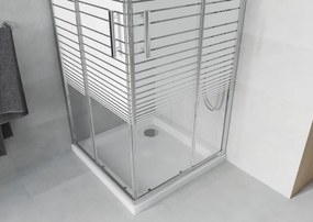Mexen Rio štvorcový sprchovací kút 90 x 90 cm, 6mm sklo, číre sklo/pásy, chrómový profil + slim sprchová vanička 5cm, 860-090-090-01-20-4010