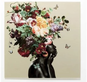 Bouquet Beauty sklenený obraz béžový 100x100 cm