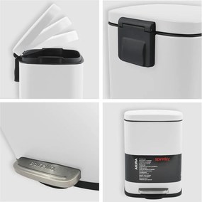 Matne biely nášľapný oceľový odpadkový kôš 5 l Akira – Spirella