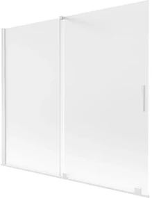 Mexen Velar, 2-krídlová posuvná vaňová zástena 180 x 150 cm, 8mm sklo námraza, biela matná, 896-180-000-31-20