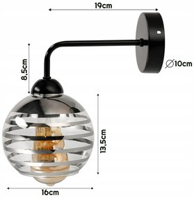 BERGE Sklenená LED nástenná lampa 1xE27 - gulička s horizontálnymi pruhmi