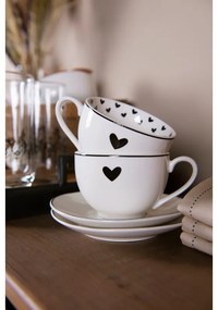 Porcelánová šálka s tanierikom so srdiečkom Love Birds - 12*9*7 / Ø14*2 cm / 220 ml