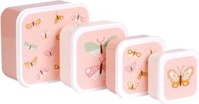Sada 4 škatuliek na obed a desiatu motýliky