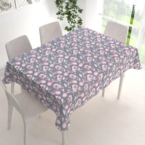 Biante Zamatový obdĺžnikový obrus Tamara TMR-013 Ružové kvety na sivom 100x160 cm