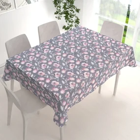 Biante Zamatový obdĺžnikový obrus Tamara TMR-013 Ružové kvety na sivom 80x120 cm