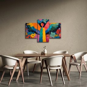 Obraz - Abstraktný anjel s kvetmi (90x60 cm)