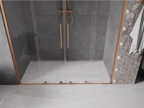 Mexen Velar Duo, posuvné dvere do otvoru 200x200 cm, 8mm číre sklo, medená matná, 871-200-000-02-65