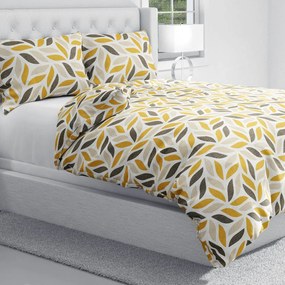 Biante Bavlnené posteľné obliečky Sandra SA-423 Zlato-hnedé listy na krémovom Predĺžené 140x220 a 70x90 cm
