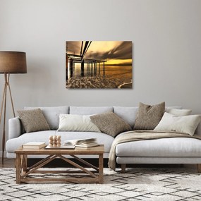Sklenený obraz - Architektúra pri pobreží (70x50 cm)