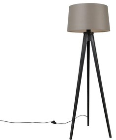 Trojnožka čierna s tienidlom z ľanu taupe 45 cm - Tripod Classic
