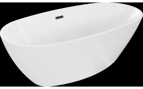 Mexen Eris voľne stojaca vaňa 155 x 80 cm, biela, prepad čierny - 53441558000-70