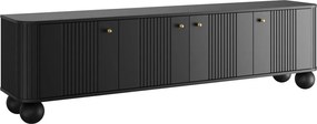 TV stolík Vespera 4D 187 cm - čierna / zlatá / guľaté nohy