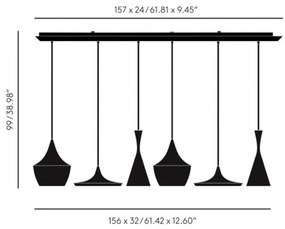 Tom Dixon Beat Range Linear závesné 6-pl. biela