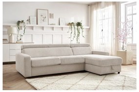 Krémová menčestrová rozkladacia rohová pohovka (variabilná) Monaco – Bobochic Paris