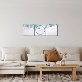 Obraz - Tyrkysová abstrakcia (s hodinami) (90x30 cm)