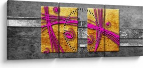 Obraz farebných štvorcov na čiernom pozadí (s hodinami) (90x30 cm)