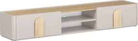 RTV skrinka Amilio 220 cm so zásuvkou - kasmír / olejovaný dub / úchyty svetlý dub