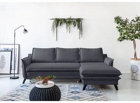 Antracitovosivá rozkladacia rohová pohovka Miuform Charming Charlie, pravý roh