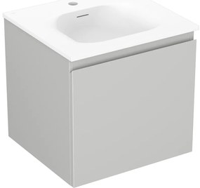 Mexen Orio, kúpeľňová skrinka 50 cm s umývadlom Vela, 1 zásuvka, šedá matná/biela matná, 91A10-05047-1-BF62-W23M01